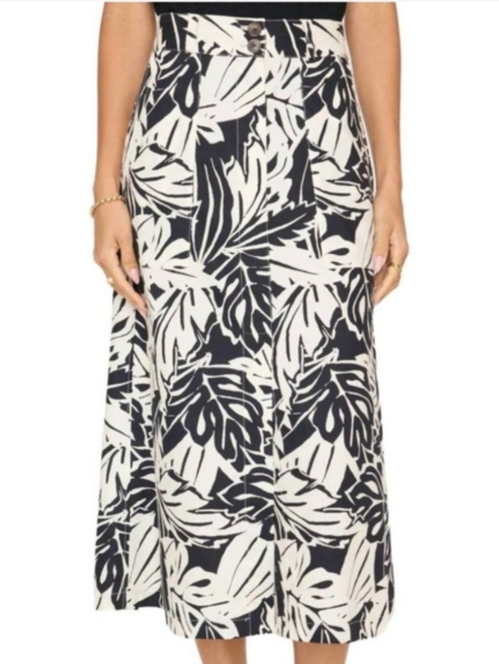 Brochu Walker Mica Botanical Print A-Line Midi Skirt Palm Combo Size Small